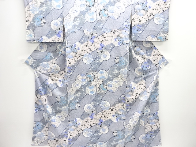 縮緬地　屋敷・草花模様小紋着物